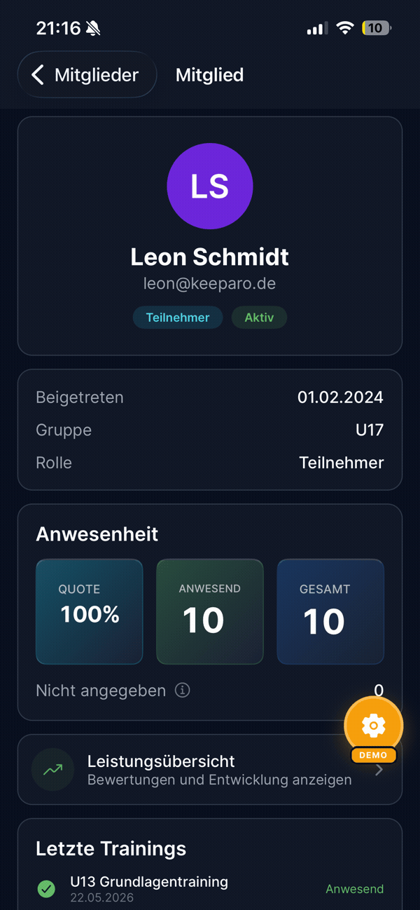 Mitglied-Detailansicht